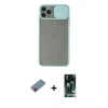 MARSİLYAN™- iPhone 11 Pro Kılıf Vadi Çizgi - Siyah 360 Mat Full Body Arka Koruyucu + Shine Kamera Lens Koruma Cam - PE