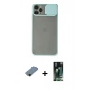 MARSİLYAN™- iPhone 11 Pro Kılıf Vadi Çizgi - Siyah 360 Mat Full Body Arka Koruyucu + Shine Kamera Lens Koruma Cam - GD