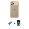 MARSİLYAN™- iPhone 11 Pro Kılıf Vadi Çizgi - Siyah 360 Mat Full Body Arka Koruyucu + Shine Kamera Lens Koruma Cam - SH