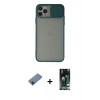 MARSİLYAN™- iPhone 11 Pro Kılıf Vadi Çizgi - Siyah 360 Mat Full Body Arka Koruyucu + Shine Kamera Lens Koruma Cam - SH