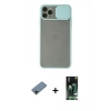 MARSİLYAN™- iPhone 11 Pro Kılıf Vadi Çizgi - Siyah 360 Mat Full Body Arka Koruyucu + Shine Kamera Lens Koruma Cam - SH