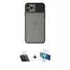 MARSİLYAN™- iPhone 11 Pro Kılıf Vadi Çizgi - Siyah 3D Antistatik Cam Ekran Koruyucu + Kamera Lens Koruma Cam - SF