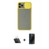 MARSİLYAN™- iPhone 11 Pro Kılıf Vadi Çizgi - Siyah 3D Antistatik Hayalet Cam Ekran Koruyucu + Kamera Lens Koruma Cam - SF