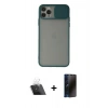 MARSİLYAN™- iPhone 11 Pro Kılıf Vadi Çizgi - Siyah 3D Antistatik Hayalet Cam Ekran Koruyucu + Kamera Lens Koruma Cam - SF