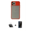 MARSİLYAN™- iPhone 11 Pro Kılıf Vadi Çizgi - Siyah 3D Antistatik Hayalet Cam Ekran Koruyucu + Kamera Lens Koruma Cam - SF