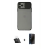 MARSİLYAN™- iPhone 11 Pro Kılıf Vadi Çizgi - Siyah 3D Antistatik Hayalet Cam Ekran Koruyucu + Kamera Lens Koruma Cam - SF