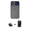 MARSİLYAN™- iPhone 11 Pro Kılıf Vadi Çizgi - Siyah 3D Antistatik Hayalet Cam Ekran Koruyucu + Kamera Lens Koruma Cam - SF