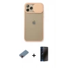 MARSİLYAN™- iPhone 11 Pro Kılıf Vadi Çizgi - Siyah 3D Antistatik Hayalet Cam Ekran Koruyucu + Metal Kamera Lens Koruma Cam - KI