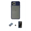 MARSİLYAN™- iPhone 11 Pro Kılıf Vadi Çizgi - Siyah 3D Antistatik Hayalet Cam Ekran Koruyucu + Metal Kamera Lens Koruma Cam - KI