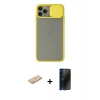 MARSİLYAN™- iPhone 11 Pro Kılıf Vadi Çizgi - Siyah 3D Antistatik Hayalet Cam Ekran Koruyucu + Renkli Kamera Lens Koruma Cam - SI