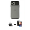 MARSİLYAN™- iPhone 11 Pro Kılıf Vadi Çizgi - Siyah 3D Antistatik Mat Seramik Nano Ekran Koruyucu + Kamera Lens Koruma Cam - SF