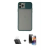 MARSİLYAN™- iPhone 11 Pro Kılıf Vadi Çizgi - Siyah 3D Antistatik Mat Seramik Nano Ekran Koruyucu + Kamera Lens Koruma Cam - SF