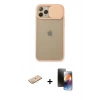 MARSİLYAN™- iPhone 11 Pro Kılıf Vadi Çizgi - Siyah 3D Antistatik Mat Seramik Nano Ekran Koruyucu + Renkli Kamera Lens Koruma Cam - PE