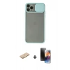 MARSİLYAN™- iPhone 11 Pro Kılıf Vadi Çizgi - Siyah 3D Antistatik Mat Seramik Nano Ekran Koruyucu + Sarı Renkli Kamera Lens Koruma Cam