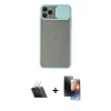 MARSİLYAN™- iPhone 11 Pro Kılıf Vadi Çizgi - Siyah 3D Antistatik Mat Seramik Nano Ekran Koruyucu + Kamera Lens Koruma Cam - SF