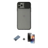 MARSİLYAN™- iPhone 11 Pro Kılıf Vadi Çizgi - Siyah 3D Antistatik Mat Seramik Nano Ekran Koruyucu + Siyah Shine Kamera Lens Koruma Cam