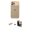 MARSİLYAN™- iPhone 11 Pro Kılıf Vadi Çizgi - Siyah 3D Antistatik Mat Seramik Nano Ekran Koruyucu + Turuncu Renkli Kamera Lens Koruma Cam