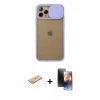 MARSİLYAN™- iPhone 11 Pro Kılıf Vadi Çizgi - Siyah 3D Antistatik Mat Seramik Nano Ekran Koruyucu + Turuncu Renkli Kamera Lens Koruma Cam