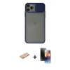MARSİLYAN™- iPhone 11 Pro Kılıf Vadi Çizgi - Siyah 3D Antistatik Mat Seramik Nano Ekran Koruyucu + Turuncu Renkli Kamera Lens Koruma Cam