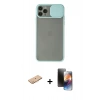 MARSİLYAN™- iPhone 11 Pro Kılıf Vadi Çizgi - Siyah 3D Antistatik Mat Seramik Nano Ekran Koruyucu + Turuncu Renkli Kamera Lens Koruma Cam