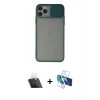 MARSİLYAN™- iPhone 11 Pro Kılıf Vadi Çizgi - Siyah 3D Antistatik Seramik Nano Ekran Koruyucu + Kamera Lens Koruma Cam - SF