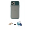 MARSİLYAN™- iPhone 11 Pro Kılıf Vadi Çizgi - Siyah 3D Antistatik Seramik Nano Ekran Koruyucu + Renkli Kamera Lens Koruma Cam - SI
