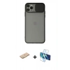 MARSİLYAN™- iPhone 11 Pro Kılıf Vadi Çizgi - Siyah 3D Antistatik Seramik Nano Ekran Koruyucu + Renkli Kamera Lens Koruma Cam - SI