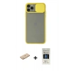 MARSİLYAN™- iPhone 11 Pro Kılıf Vadi Çizgi - Siyah 5D Hayalet Cam Ekran Koruyucu + Renkli Kamera Lens Koruma Cam - SI