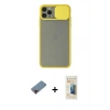 MARSİLYAN™- iPhone 11 Pro Kılıf Vadi Çizgi - Siyah 6D Mat Seramik Hayalet Nano Ekran Koruyucu + Metal Kamera Lens Koruma Cam - KI