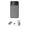 MARSİLYAN™- iPhone 11 Pro Kılıf Vadi Çizgi - Siyah 6D Mat Seramik Hayalet Nano Ekran Koruyucu + Metal Kamera Lens Koruma Cam - KI