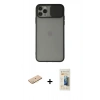 MARSİLYAN™- iPhone 11 Pro Kılıf Vadi Çizgi - Siyah 6D Mat Seramik Hayalet Nano Ekran Koruyucu + Renkli Kamera Lens Koruma Cam - SI
