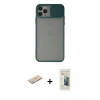 MARSİLYAN™- iPhone 11 Pro Kılıf Vadi Çizgi - Siyah 6D Mat Seramik Hayalet Nano Ekran Koruyucu + Renkli Kamera Lens Koruma Cam - YL