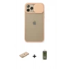 MARSİLYAN™- iPhone 11 Pro Kılıf Vadi Çizgi - Siyah Joko Magic 5D Hayalet Cam + Pembe Renkli Kamera Lens Koruma Cam