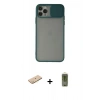 MARSİLYAN™- iPhone 11 Pro Kılıf Vadi Çizgi - Siyah Joko Magic 5D Hayalet Cam + Pembe Renkli Kamera Lens Koruma Cam