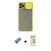 MARSİLYAN™- iPhone 11 Pro Kılıf Vadi Çizgi - Siyah Mat Seramik Nano Ekran Koruyucu + Shine Kamera Lens Koruma Cam - GD
