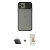 MARSİLYAN™- iPhone 11 Pro Kılıf Vadi Çizgi - Siyah Mat Seramik Nano Ekran Koruyucu + Kamera Lens Koruma Cam - SF
