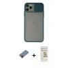 MARSİLYAN™- iPhone 11 Pro Kılıf Vadi Çizgi - Siyah Mat Seramik Nano Ekran Koruyucu + Metal Kamera Lens Koruma Cam - KI