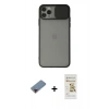 MARSİLYAN™- iPhone 11 Pro Kılıf Vadi Çizgi - Siyah Mat Seramik Nano Ekran Koruyucu + Metal Kamera Lens Koruma Cam - KI