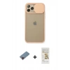 MARSİLYAN™- iPhone 11 Pro Kılıf Vadi Çizgi - Siyah Mat Seramik Nano Ekran Koruyucu + Metal Kamera Lens Koruma Cam - KI