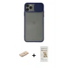 MARSİLYAN™- iPhone 11 Pro Kılıf Vadi Çizgi - Siyah Mat Seramik Nano Ekran Koruyucu + Renkli Kamera Lens Koruma Cam - MI