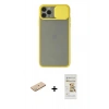 MARSİLYAN™- iPhone 11 Pro Kılıf Vadi Çizgi - Siyah Mat Seramik Nano Ekran Koruyucu + Renkli Kamera Lens Koruma Cam - PE