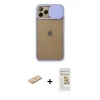 MARSİLYAN™- iPhone 11 Pro Kılıf Vadi Çizgi - Siyah Mat Seramik Nano Ekran Koruyucu + Renkli Kamera Lens Koruma Cam - PE