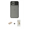 MARSİLYAN™- iPhone 11 Pro Kılıf Vadi Çizgi - Siyah Mat Seramik Nano Ekran Koruyucu + Renkli Kamera Lens Koruma Cam - PE