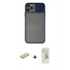 MARSİLYAN™- iPhone 11 Pro Kılıf Vadi Çizgi - Siyah Mat Seramik Nano Ekran Koruyucu + Renkli Kamera Lens Koruma Cam - YL