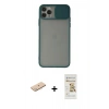 MARSİLYAN™- iPhone 11 Pro Kılıf Vadi Çizgi - Siyah Mat Seramik Nano Ekran Koruyucu + Renkli Kamera Lens Koruma Cam - MI