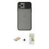 MARSİLYAN™- iPhone 11 Pro Kılıf Vadi Çizgi - Siyah Mat Seramik Nano Ekran Koruyucu + Renkli Kamera Lens Koruma Cam - SI