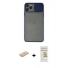 MARSİLYAN™- iPhone 11 Pro Kılıf Vadi Çizgi - Siyah Mat Seramik Nano Ekran Koruyucu + Renkli Kamera Lens Koruma Cam - SI