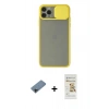 MARSİLYAN™- iPhone 11 Pro Kılıf Vadi Çizgi - Siyah Mat Seramik Nano Ekran Koruyucu + Shine Kamera Lens Koruma Cam - SH