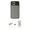 MARSİLYAN™- iPhone 11 Pro Kılıf Vadi Çizgi - Siyah Mat Seramik Nano Ekran Koruyucu + Renkli Kamera Lens Koruma Cam - TU