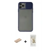MARSİLYAN™- iPhone 11 Pro Kılıf Vadi Çizgi - Siyah Mat Seramik Nano Ekran Koruyucu + Renkli Kamera Lens Koruma Cam - TU